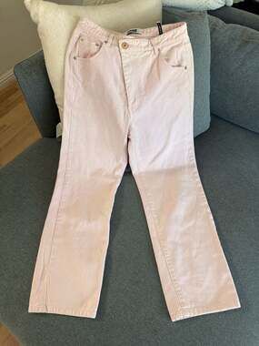 EENK Letter Project Pink Straight Leg Jeans Size M